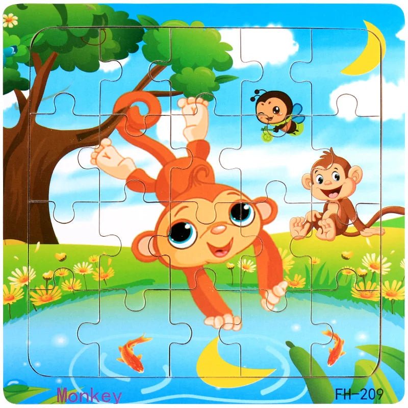 3D Wood Cartoon Puzzle Montessori Educational Toys For Children - #Toys For Kids#