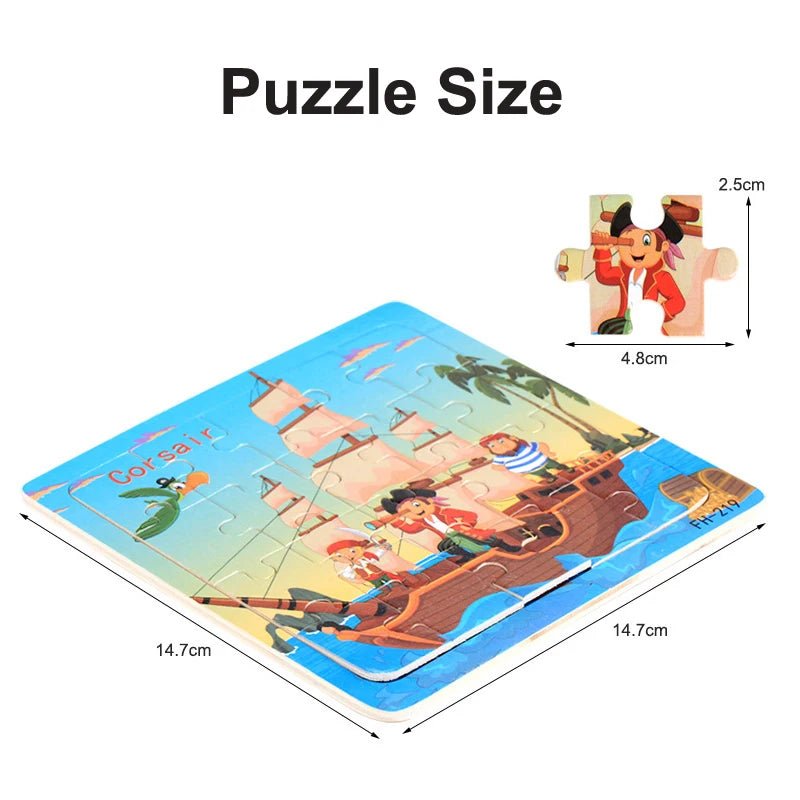 3D Wood Cartoon Puzzle Montessori Educational Toys For Children - #Toys For Kids#