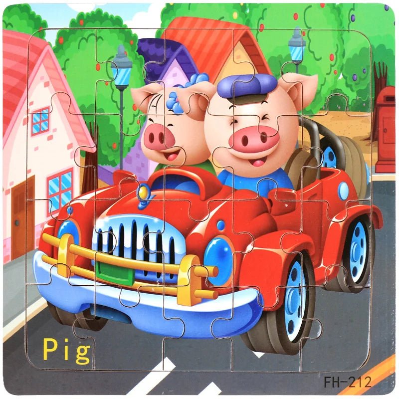 3D Wood Cartoon Puzzle Montessori Educational Toys For Children - #Toys For Kids#