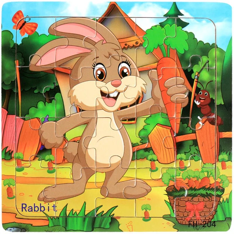 3D Wood Cartoon Puzzle Montessori Educational Toys For Children - #Toys For Kids#