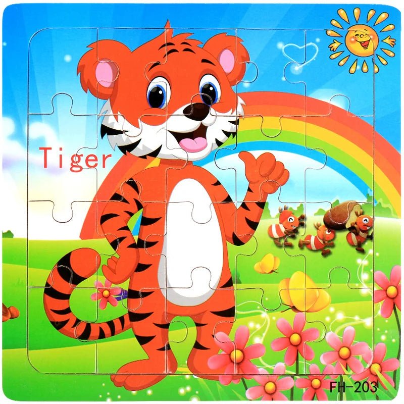 3D Wood Cartoon Puzzle Montessori Educational Toys For Children - #Toys For Kids#