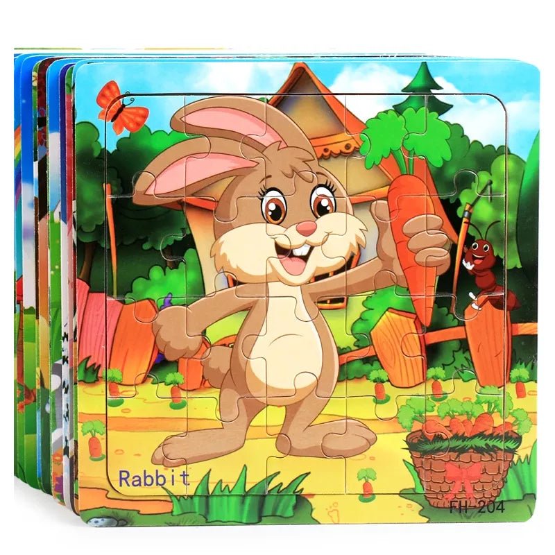 3D Wood Cartoon Puzzle Montessori Educational Toys For Children - #Toys For Kids#