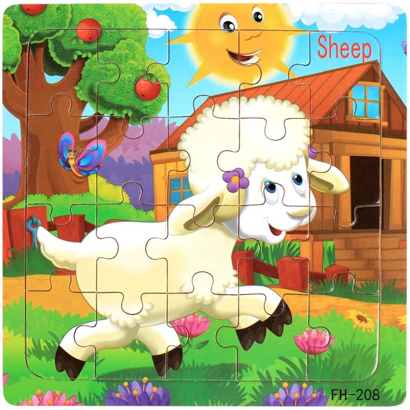 3D Wood Cartoon Puzzle Montessori Educational Toys For Children - #Toys For Kids#