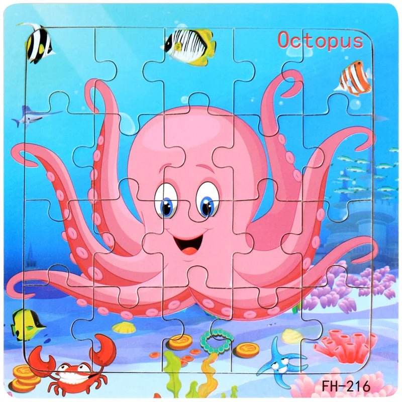 3D Wood Cartoon Puzzle Montessori Educational Toys For Children - #Toys For Kids#