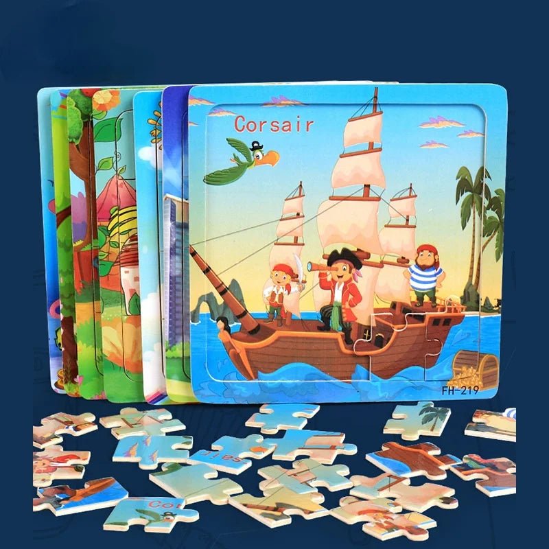 3D Wood Cartoon Puzzle Montessori Educational Toys For Children - #Toys For Kids#