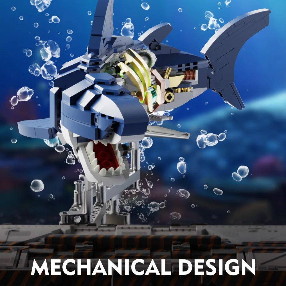 Mechanical Shark Ocean Odyssey Illuminated Building Blocks Set with Display Stand - #Toys For Kids#