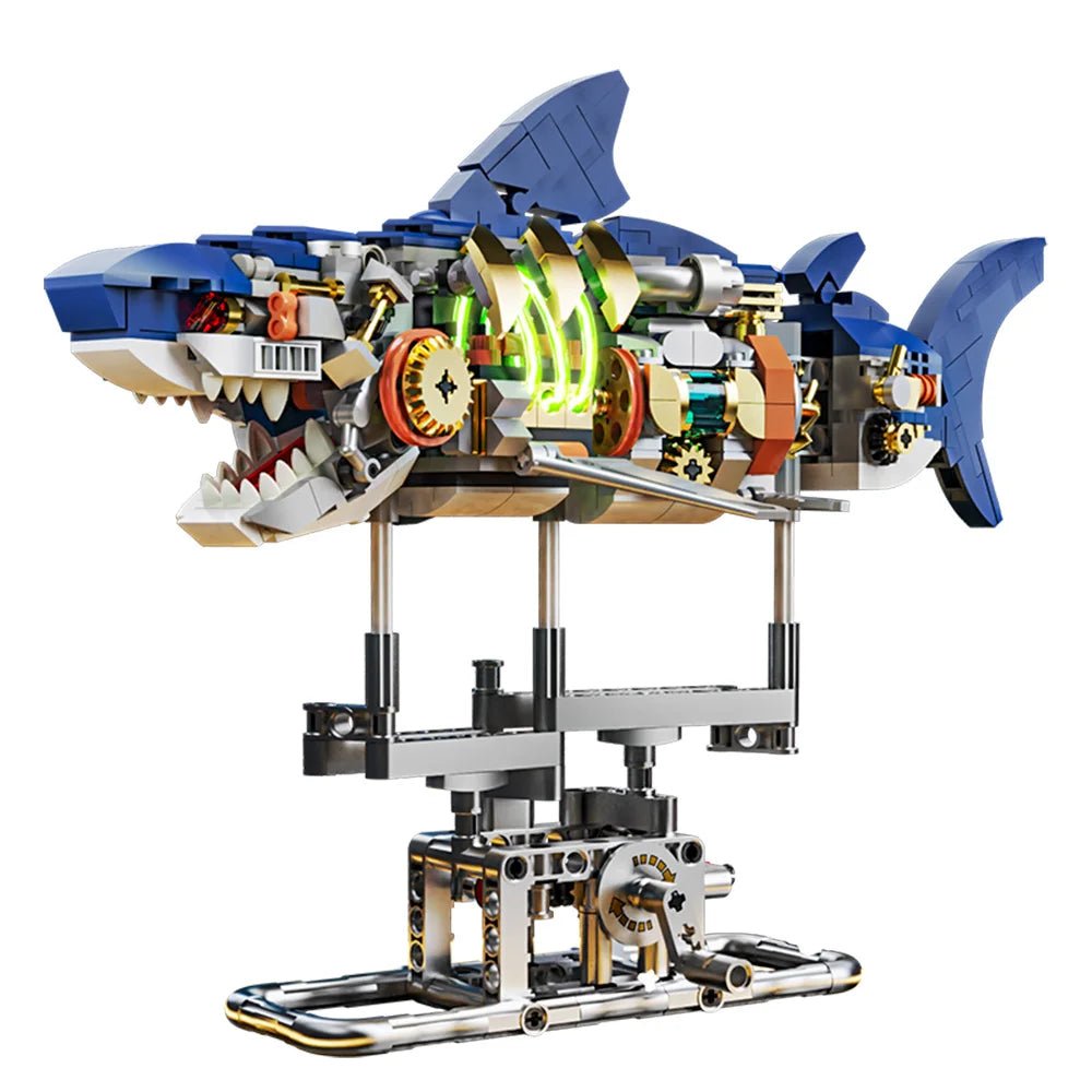 Mechanical Shark Ocean Odyssey Illuminated Building Blocks Set with Display Stand - #Toys For Kids#