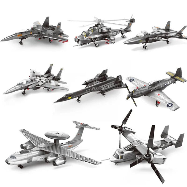 Military Aircraft Model Air Assault Building Block Set Helicopters and Fighters - #Toys For Kids#