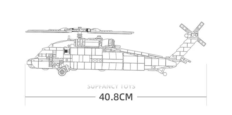 Military UH-60 Black Hawk Helicopter Model Building Block Set - #Toys For Kids#