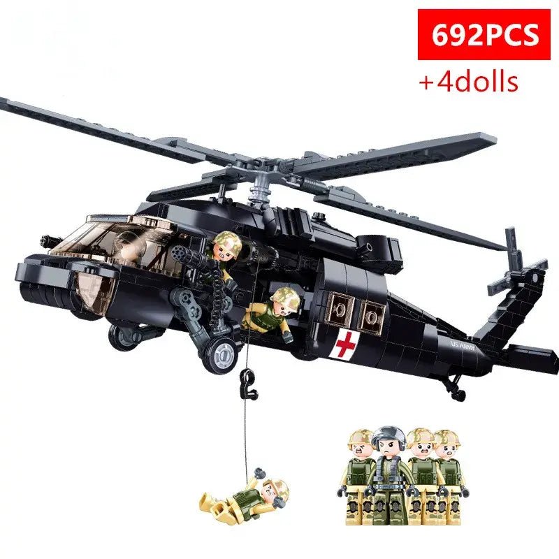 Military UH-60 Black Hawk Helicopter Model Building Block Set - #Toys For Kids#