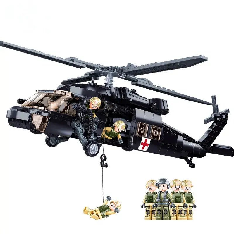 Military UH-60 Black Hawk Helicopter Model Building Block Set - #Toys For Kids#