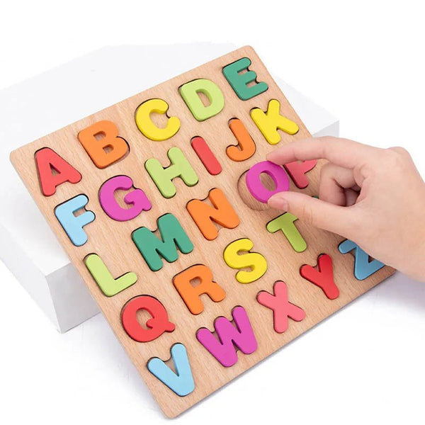 Montessori Alphabet Number Matching Wooden Puzzles For Toddler Baby - #Toys For Kids#