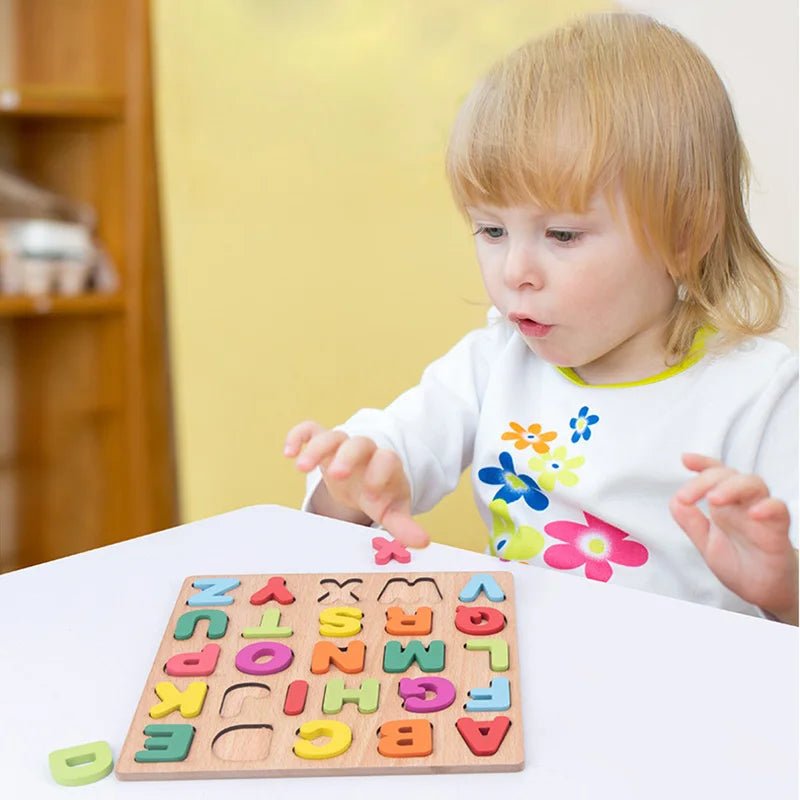 Montessori Alphabet Number Matching Wooden Puzzles For Toddler Baby - #Toys For Kids#