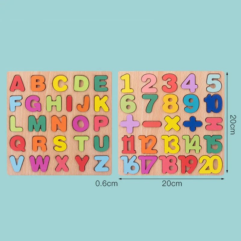 Montessori Alphabet Number Matching Wooden Puzzles For Toddler Baby - #Toys For Kids#