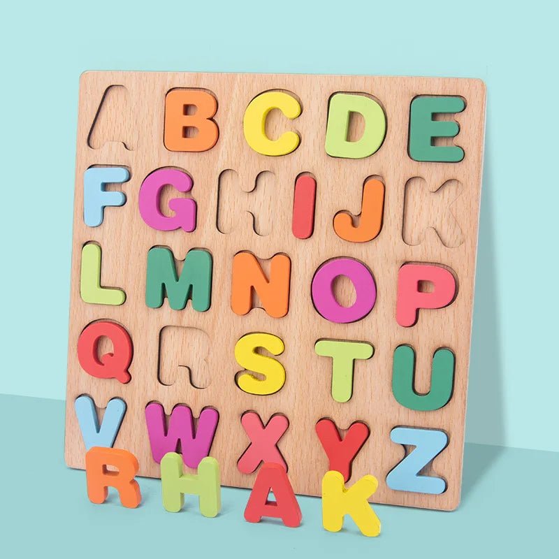 Montessori Alphabet Number Matching Wooden Puzzles For Toddler Baby - #Toys For Kids#