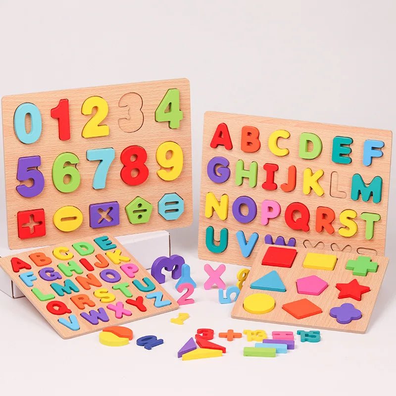 Montessori Alphabet Number Matching Wooden Puzzles For Toddler Baby - #Toys For Kids#