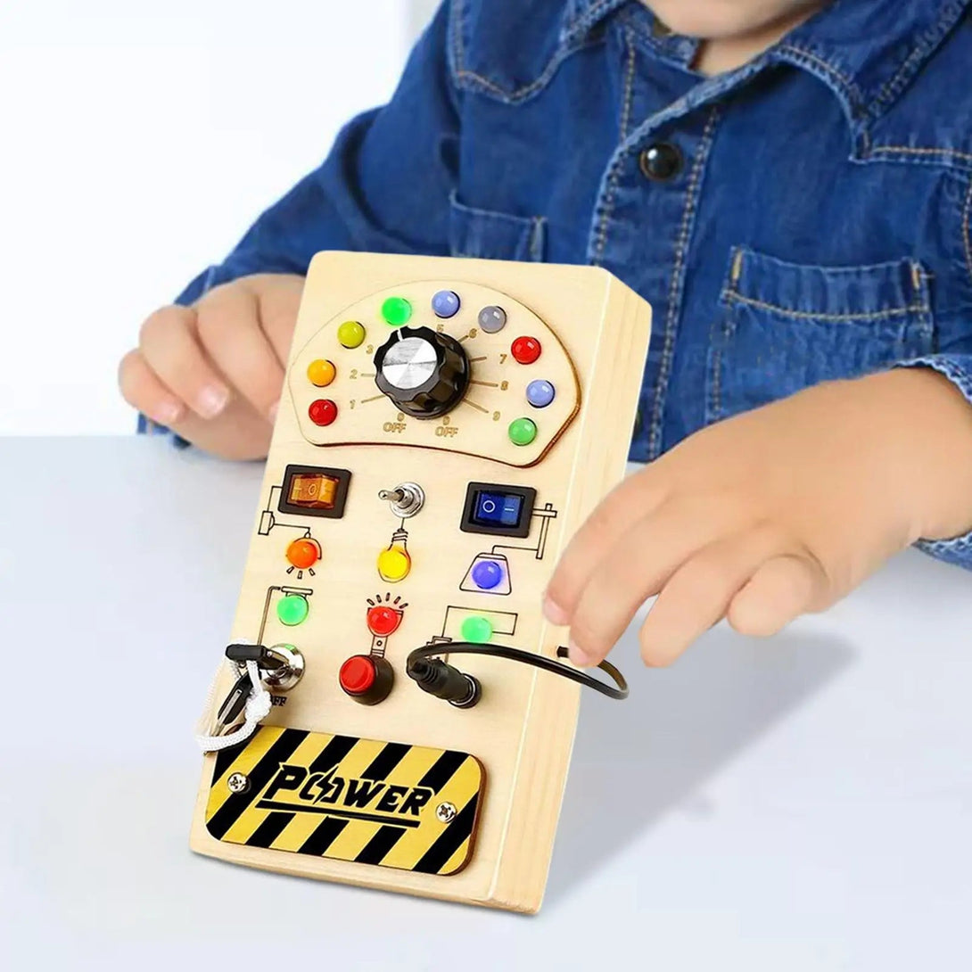 Montessori Wooden Control Panel with Multiple LED Light Switches For Baby Toddler - #Toys For Kids#