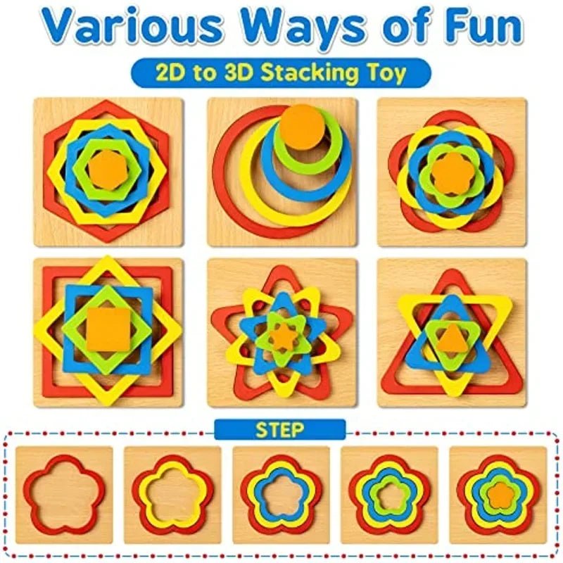 Shape Sorting Wooden Puzzle Sensory STEM Education Toy For Toddlers - #Toys For Kids#