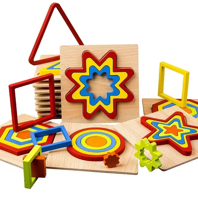 Shape Sorting Wooden Puzzle Sensory STEM Education Toy For Toddlers - #Toys For Kids#