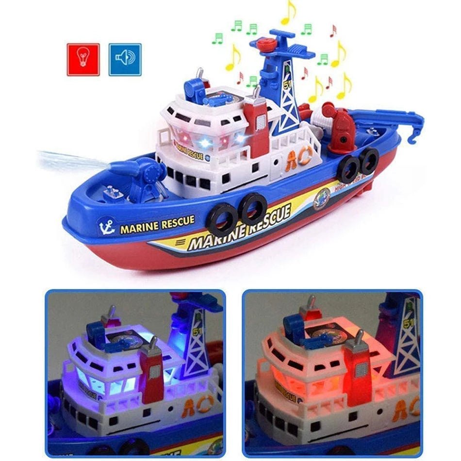 Water Spray Electric Boat: Rescue Fireboat Bath Toy for Babies - #Toys For Kids#