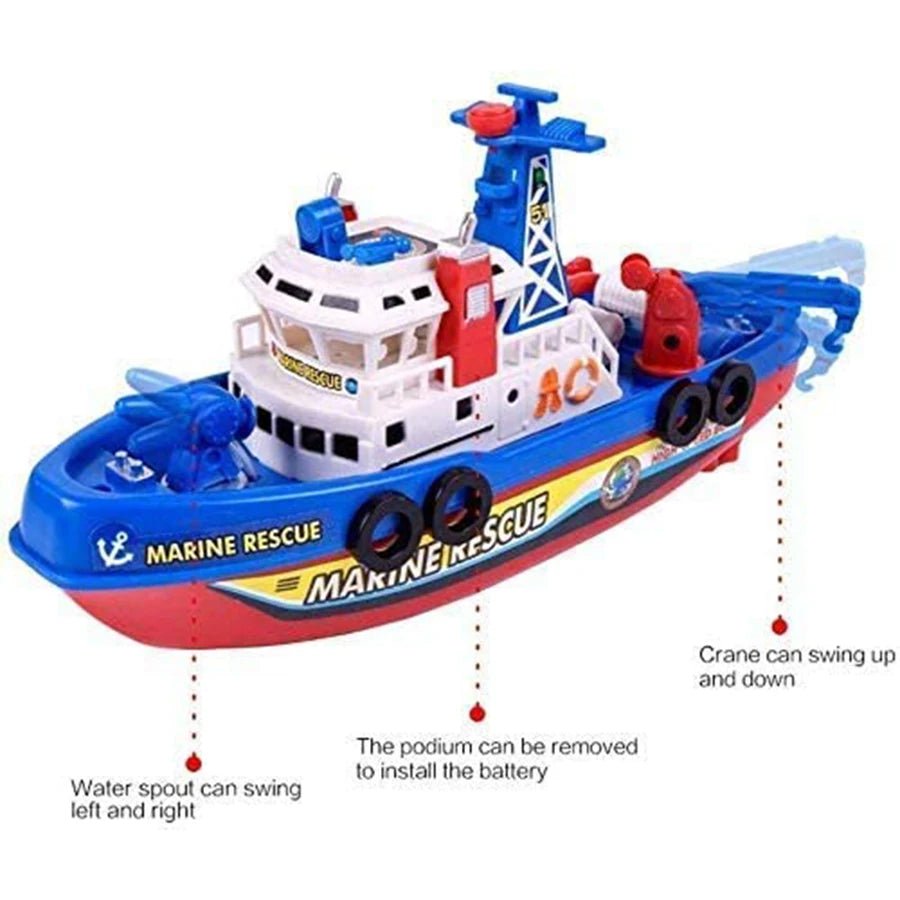 Water Spray Electric Boat: Rescue Fireboat Bath Toy for Babies - #Toys For Kids#