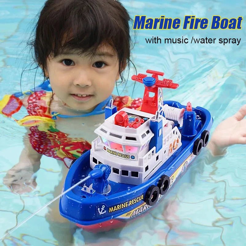 Water Spray Electric Boat: Rescue Fireboat Bath Toy for Babies - #Toys For Kids#