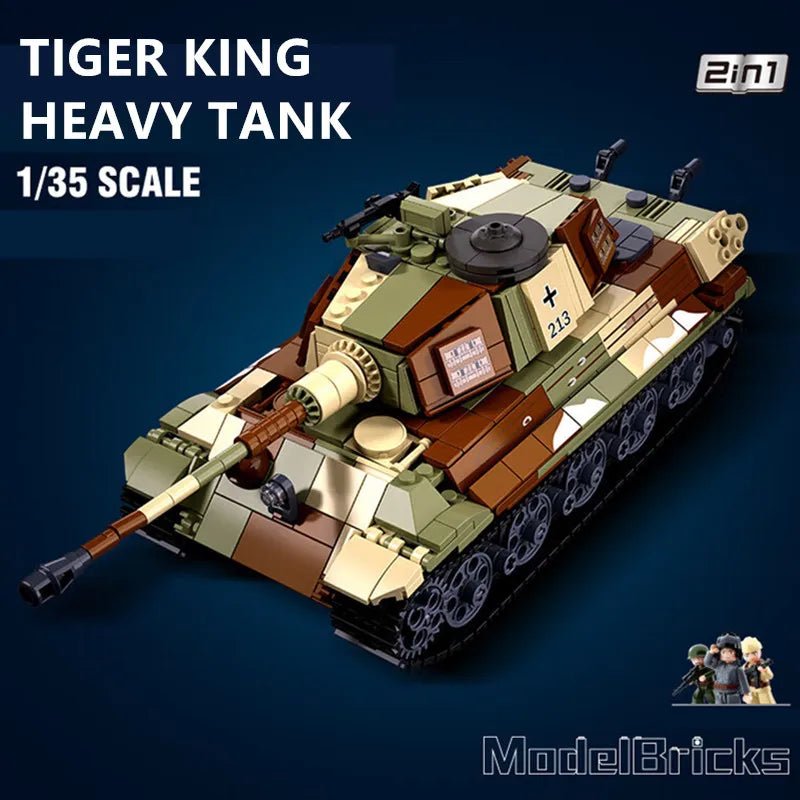 WW2 Tiger King Heavy Tank Building Block Set Blitzkrieg Battleground Toys - #Toys For Kids#