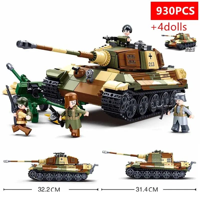 WW2 Tiger King Heavy Tank Building Block Set Blitzkrieg Battleground Toys - #Toys For Kids#